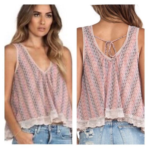 Free People Boho Trapeze Lace Top Size Large - Picture 1 of 10